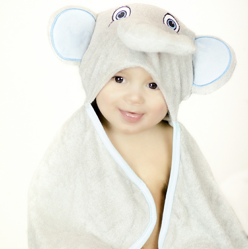 Hooded bamboo baby towel and washcloth.